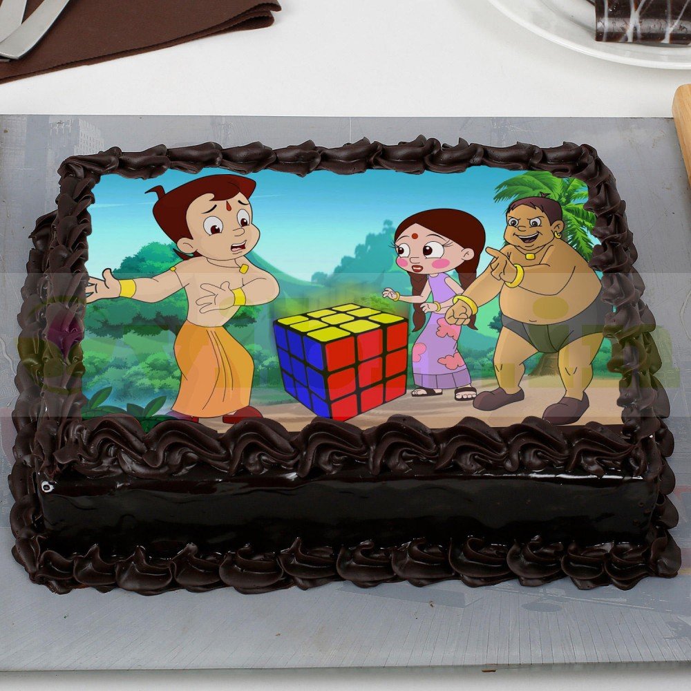 Chhota Bheem & Mysterious Cube Chocolate Photo Cake : Delivery in ...